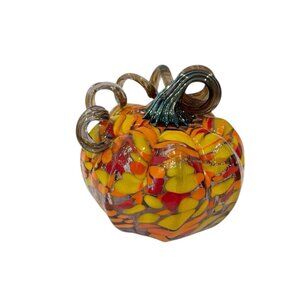 Handmade Orange Multi Pumpkin Squash Gourd Halloween Home Decor Autumn Art Glass